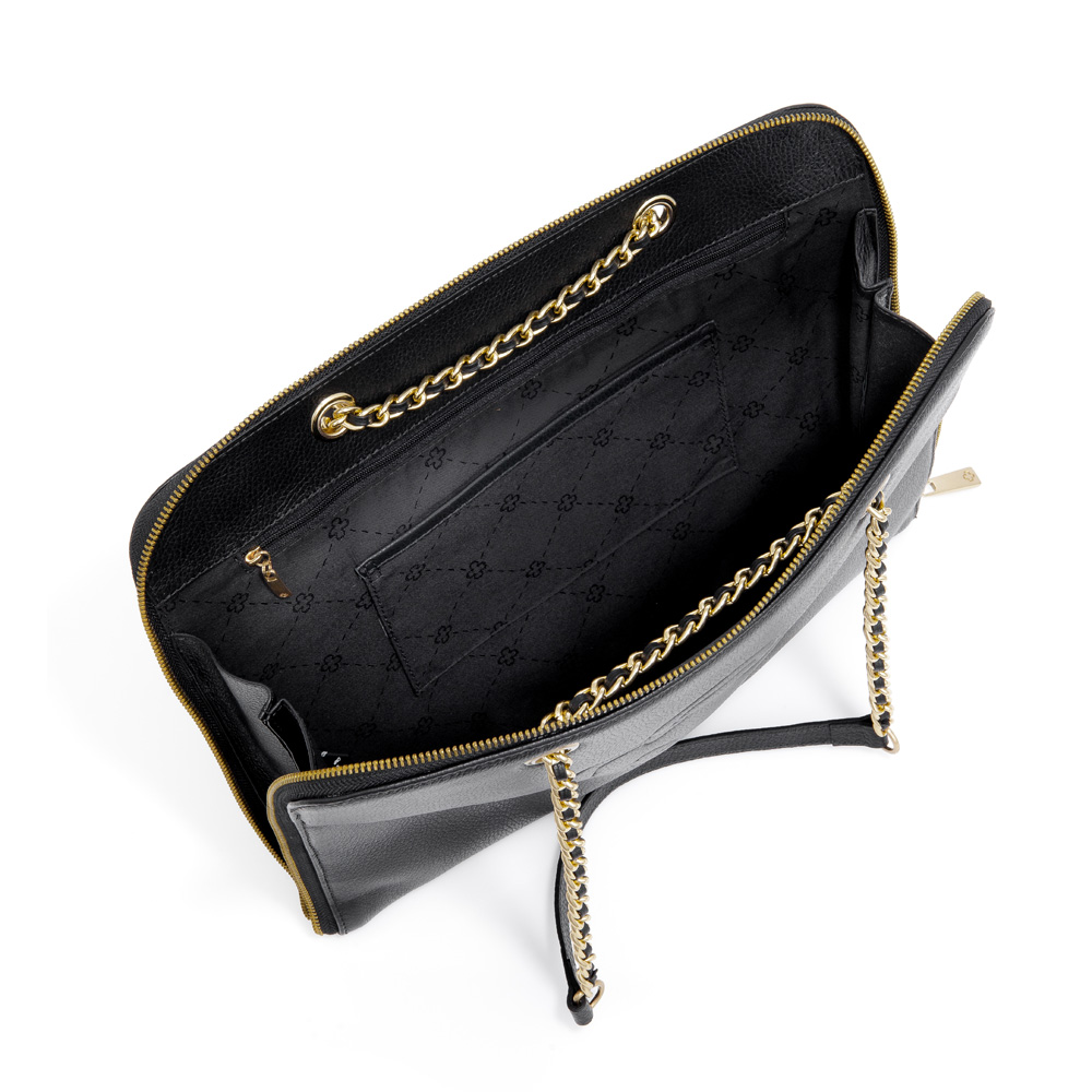 PASTA NOTEBOOK DE COURO PRETA COM AL&Ccedil;A CORRENTE image number 4