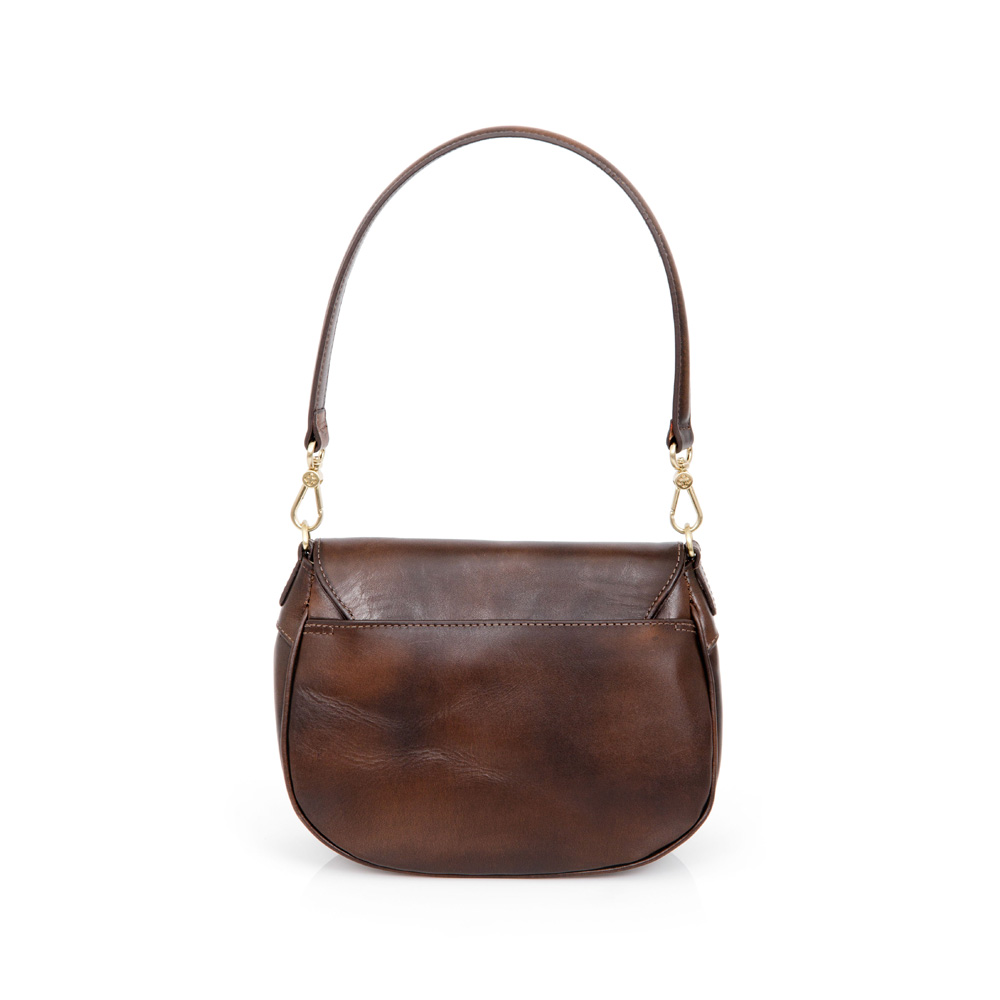 BOLSA PEQUENA TIRACOLO DE COURO MARROM TOBACCO image number 2