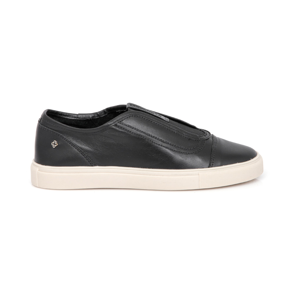 TÊNIS SLIP ON FEMININO PRETO DE COURO image number 0