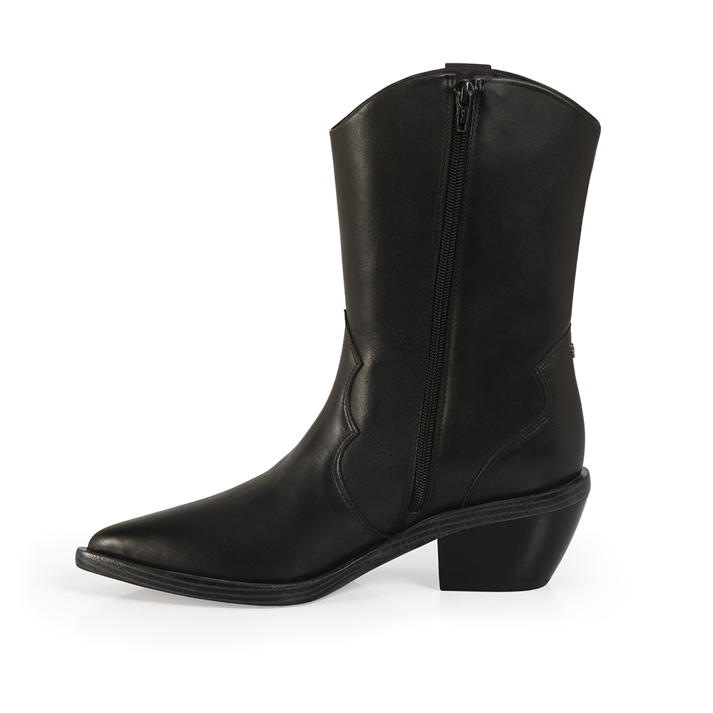 BOTA CANO M&Eacute;DIO PRETO DE COURO image number 2