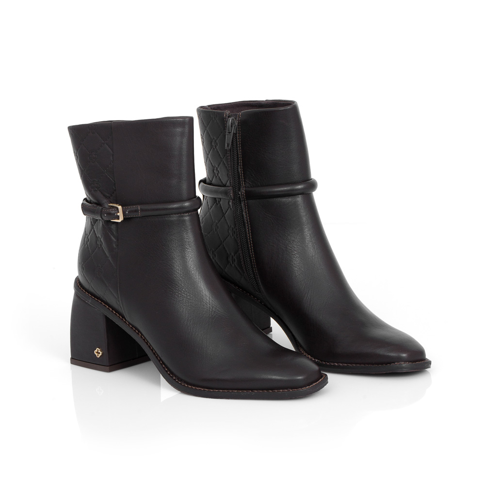 BOTA SALTO BLOCO DE COURO MARROM TOBACCO MONOGRAMA image number 1