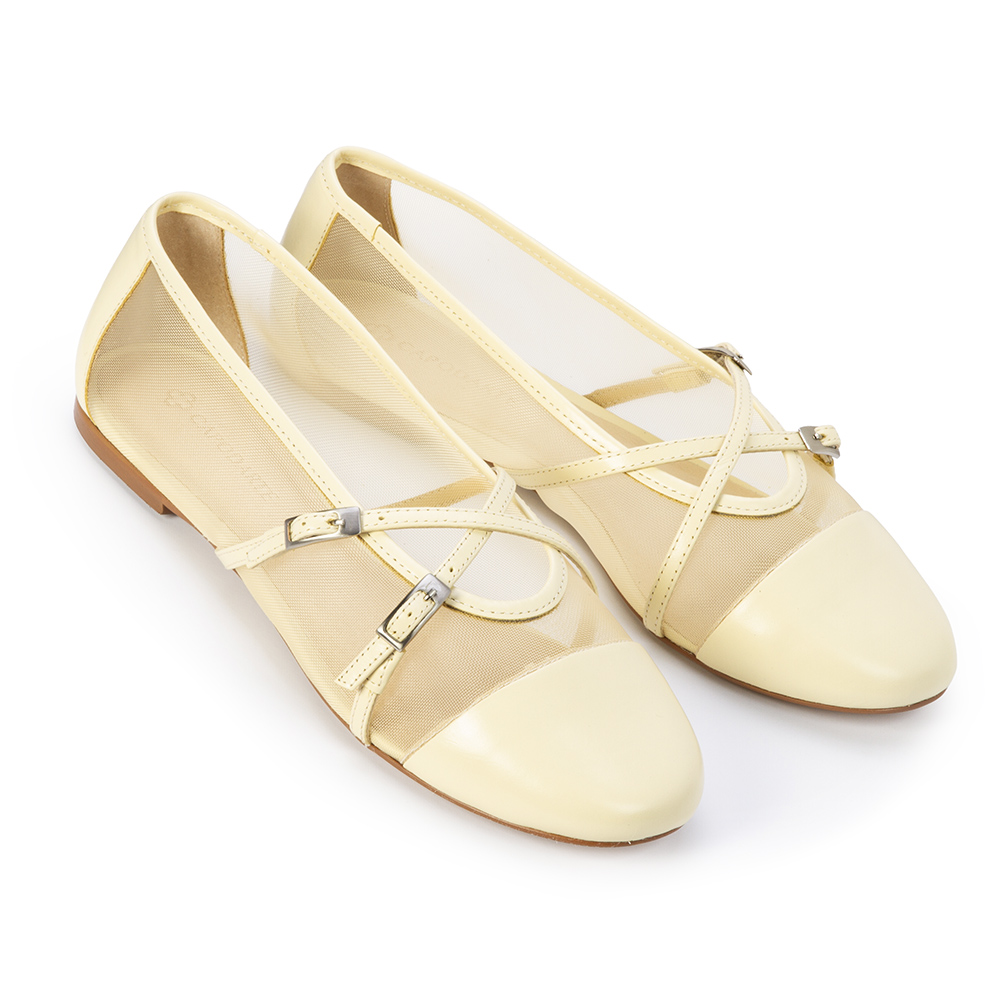 SAPATILHA DE COURO CREME BRULLE TELA image number 1