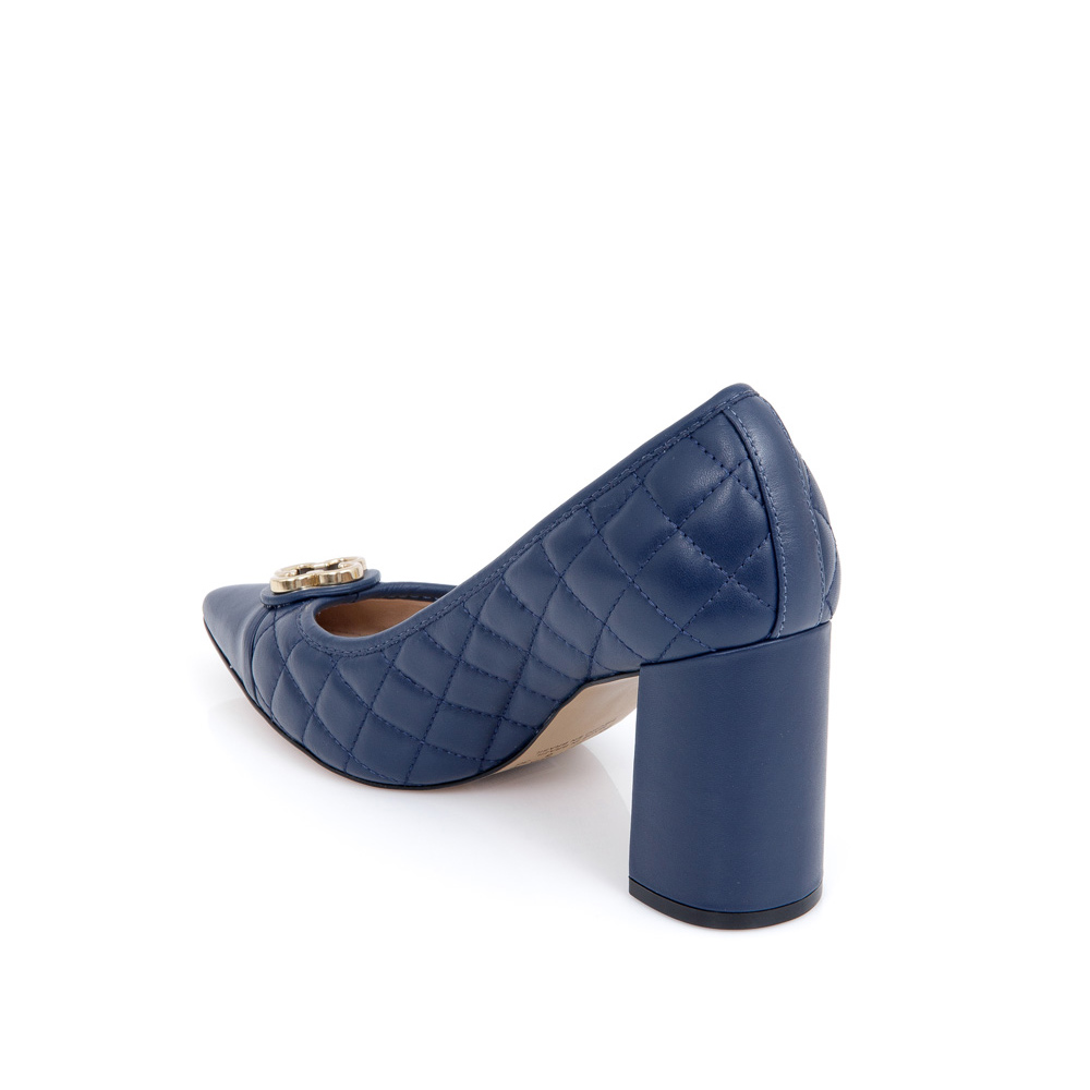 SCARPIN SALTO BLOCO DE COURO MARINHO AZZURRO MATELASS&Ecirc; image number 2