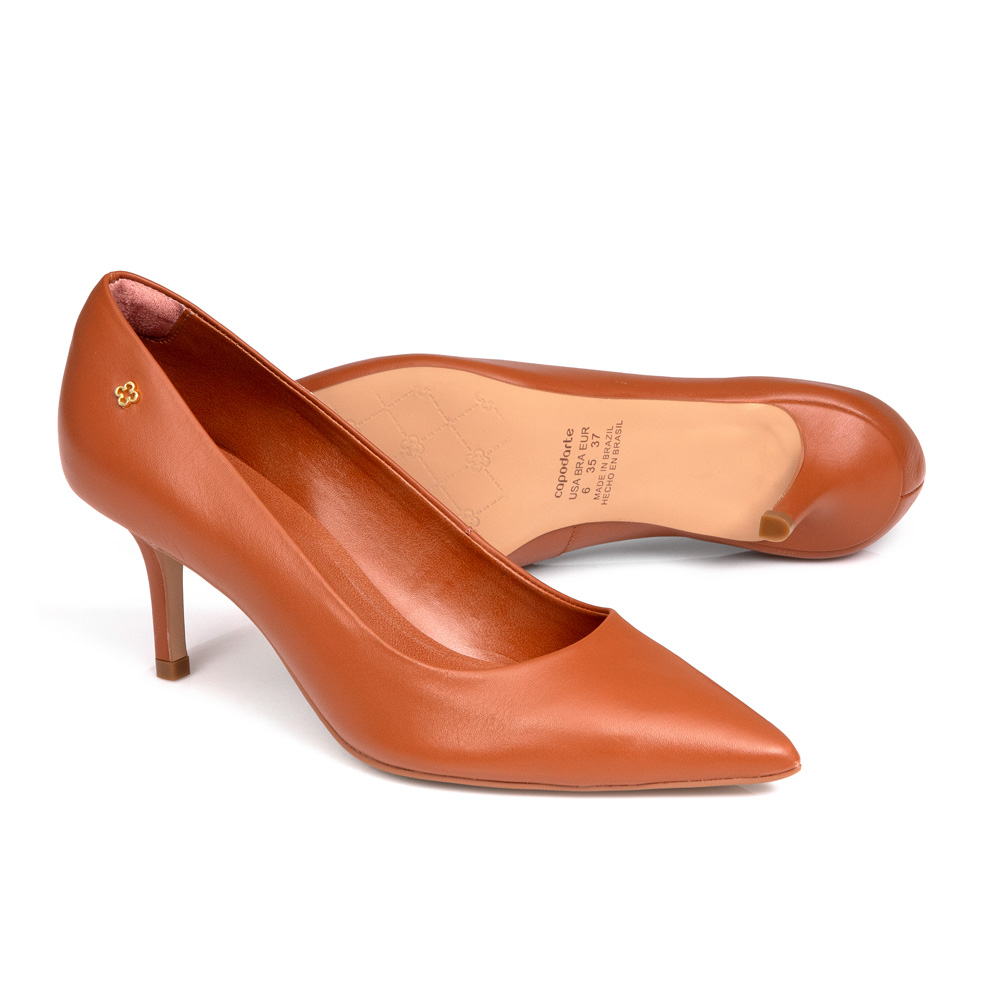 SCARPIN CARAMELO CAMEL SALTO FINO DE COURO image number 3