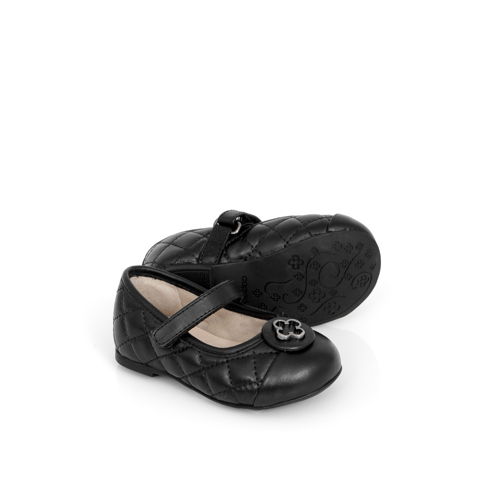 SAPATILHA BEB&Ecirc; PRETA DE COURO MATELASS&Ecirc; COM VELCRO CATHERINE image number 3