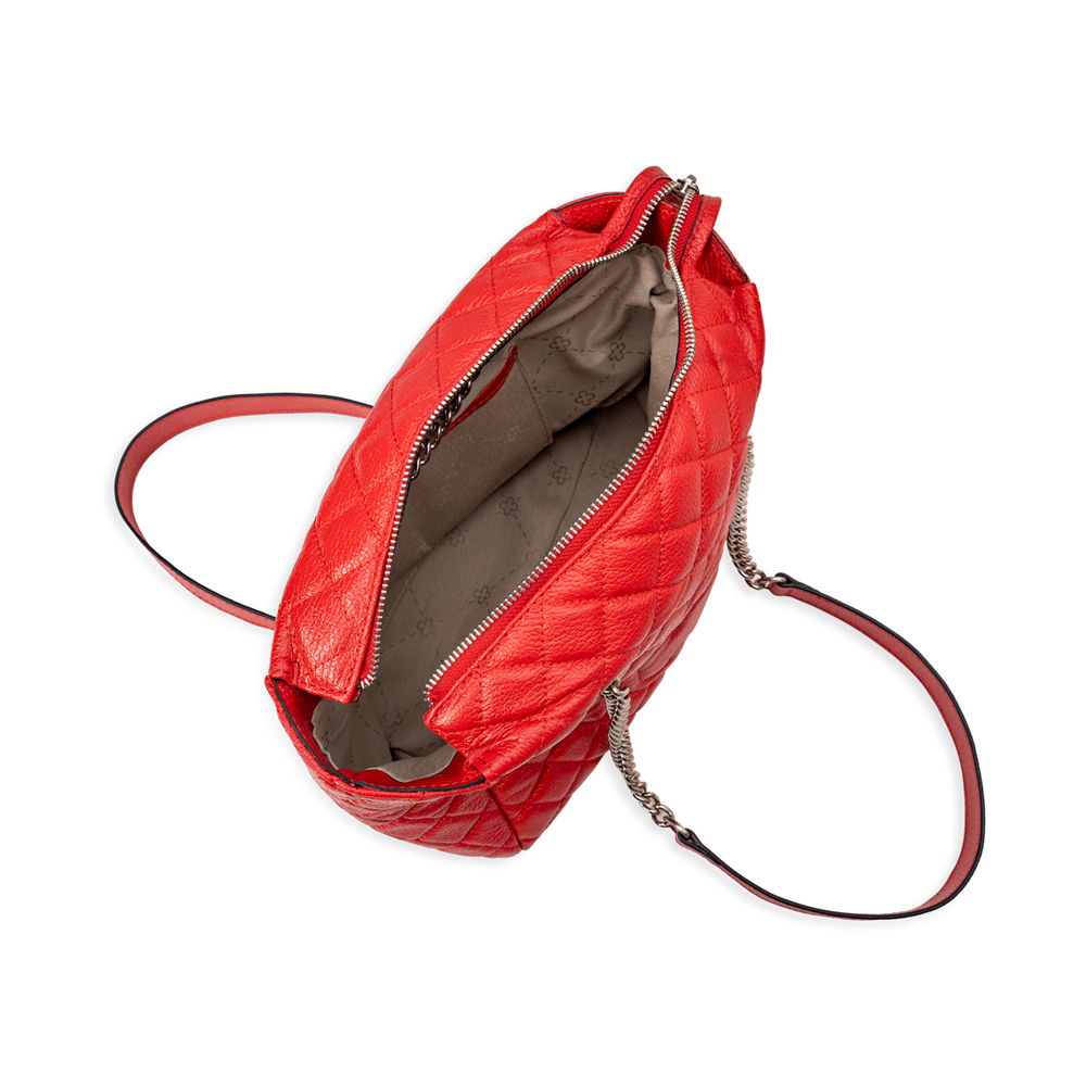 BOLSA MÉDIA VERMELHA RUBI DE COURO MATELASSÊ HOBO image number 4