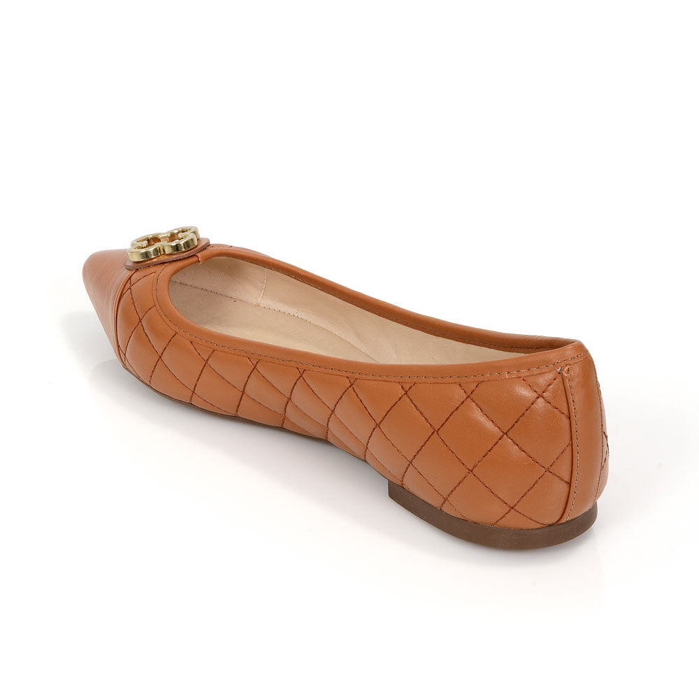 SAPATILHA CATHERINE BICO FINO DE COURO CARAMELO CAMEL MATELASS&Ecirc; image number 2