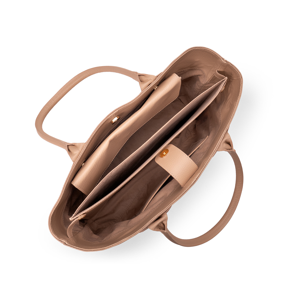 BOLSA SHOPPER DE COURO NUDE SEDA image number 4