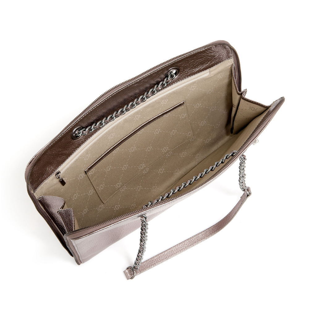 PASTA NOTEBOOK CINZA DE COURO METALIZADA image number 4