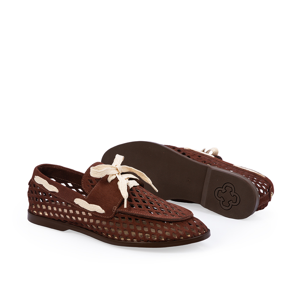 LOAFER MOCASSIM MARROM &Eacute;BANO COURO NOBUCK VAZADO image number 3