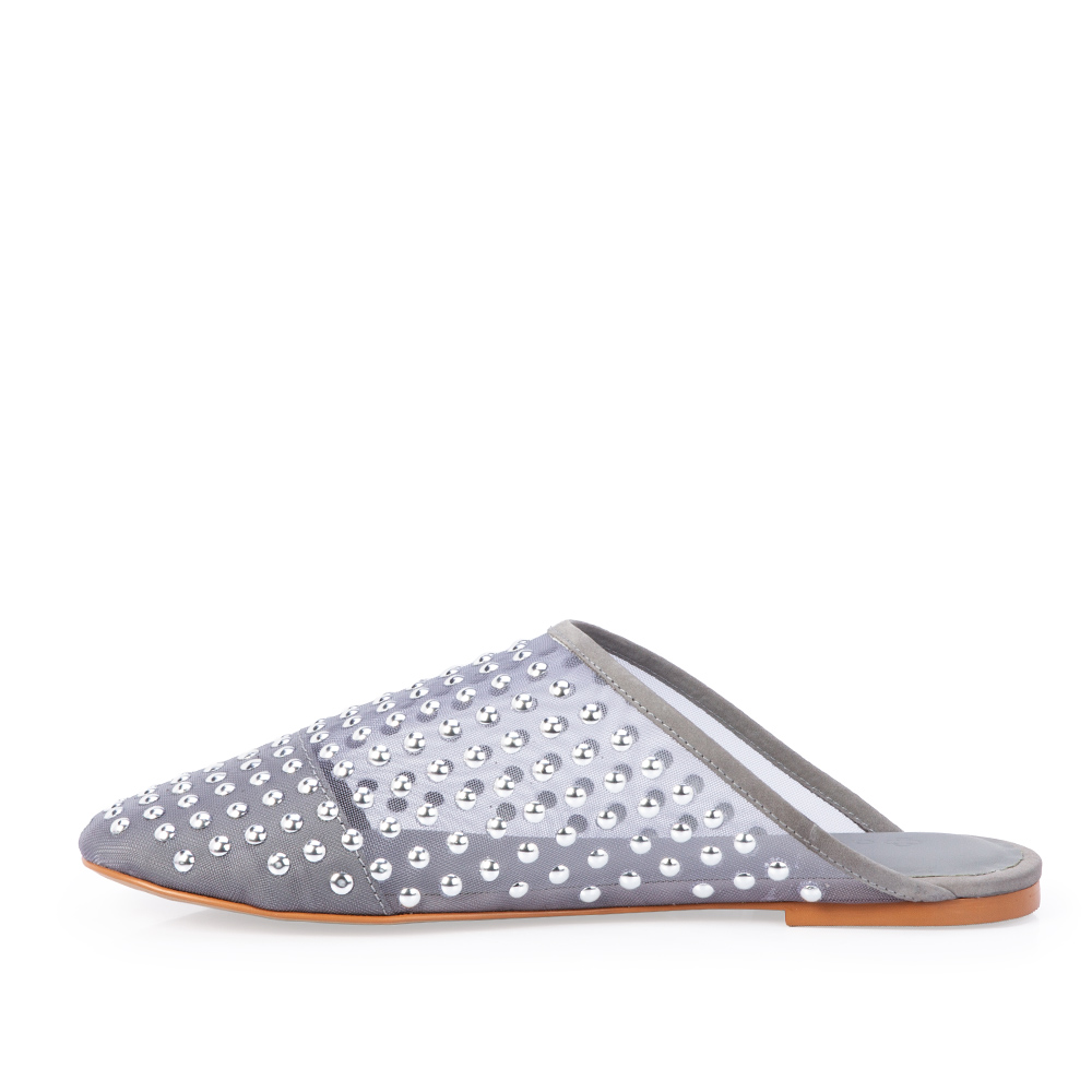 MULE CINZA CARBONO TELA NOBUCK TACHAS image number 2