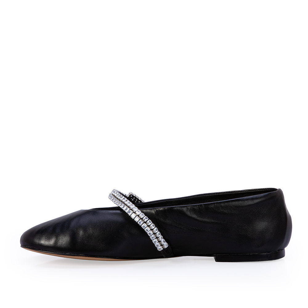 SAPATILHA PRETA COURO TIRA CRISTAL image number 2