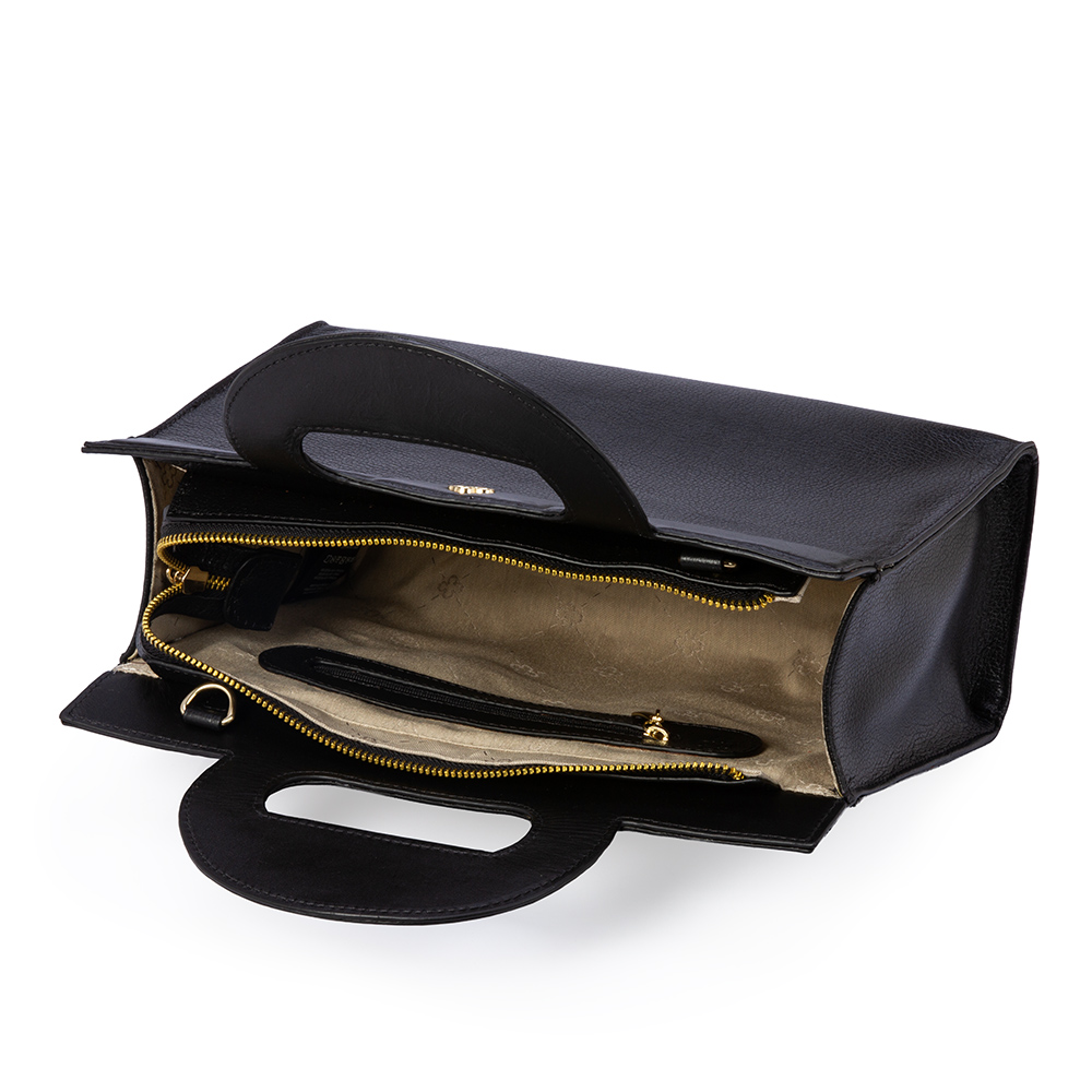 BOLSA TOTE PRETA DE COURO image number 4