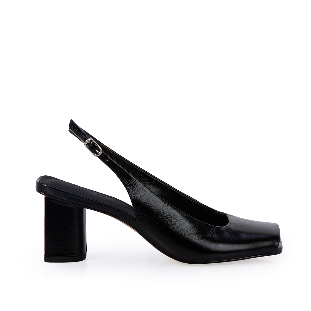 PEEP TOE PRETO DE COURO SALTO BLOCO image number 0