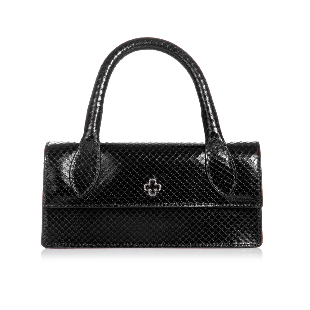 BOLSA PEQUENA PRETA COURO PITONE image number 0