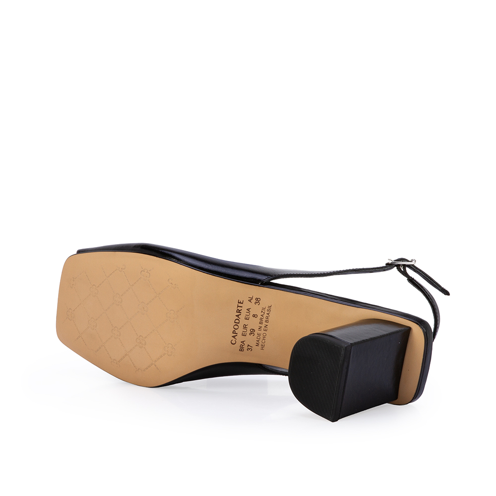 PEEP TOE PRETO DE COURO SALTO BLOCO image number 3