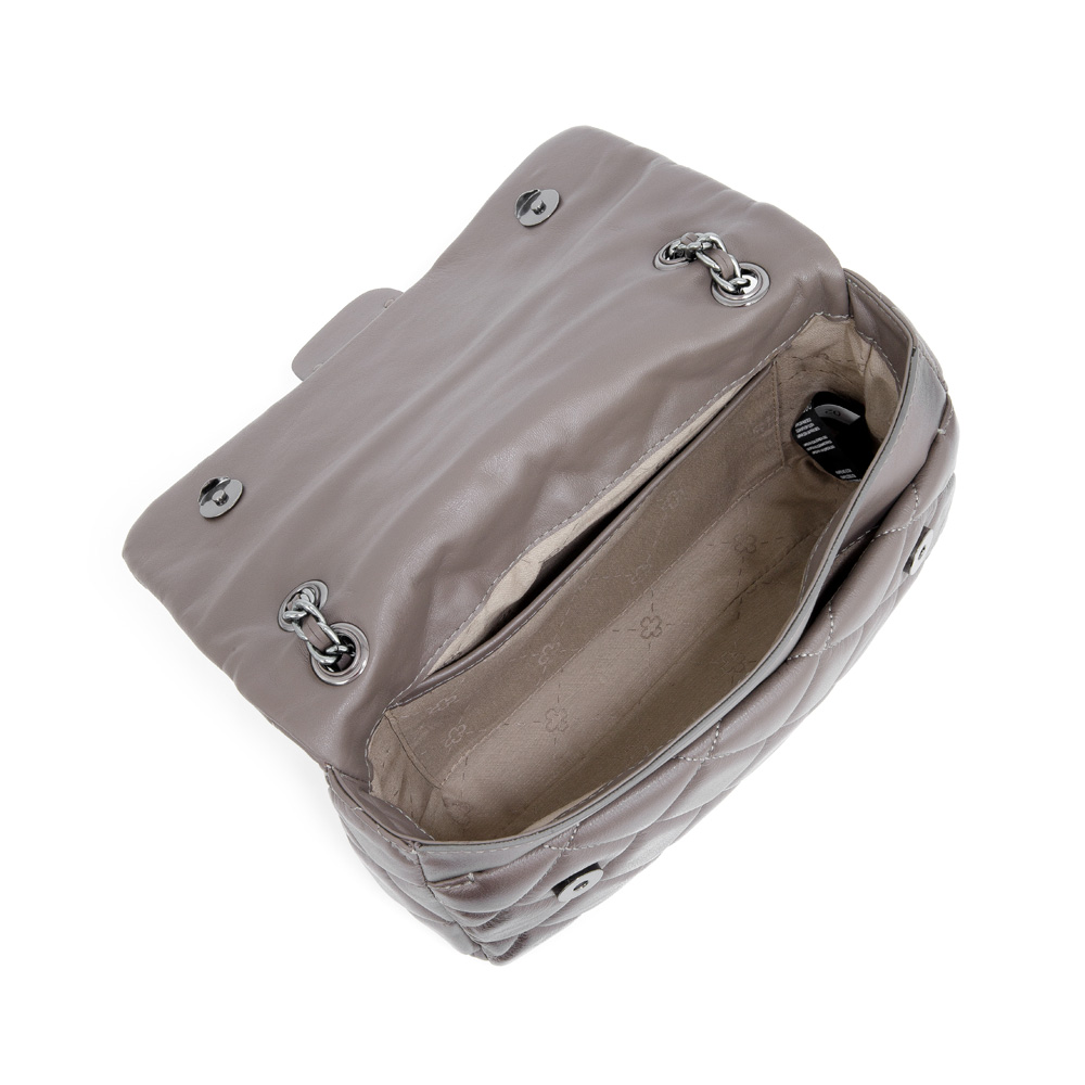 BOLSA SHOULDER BAG CINZA PETRA DE COURO MATELASS&Ecirc; image number 4