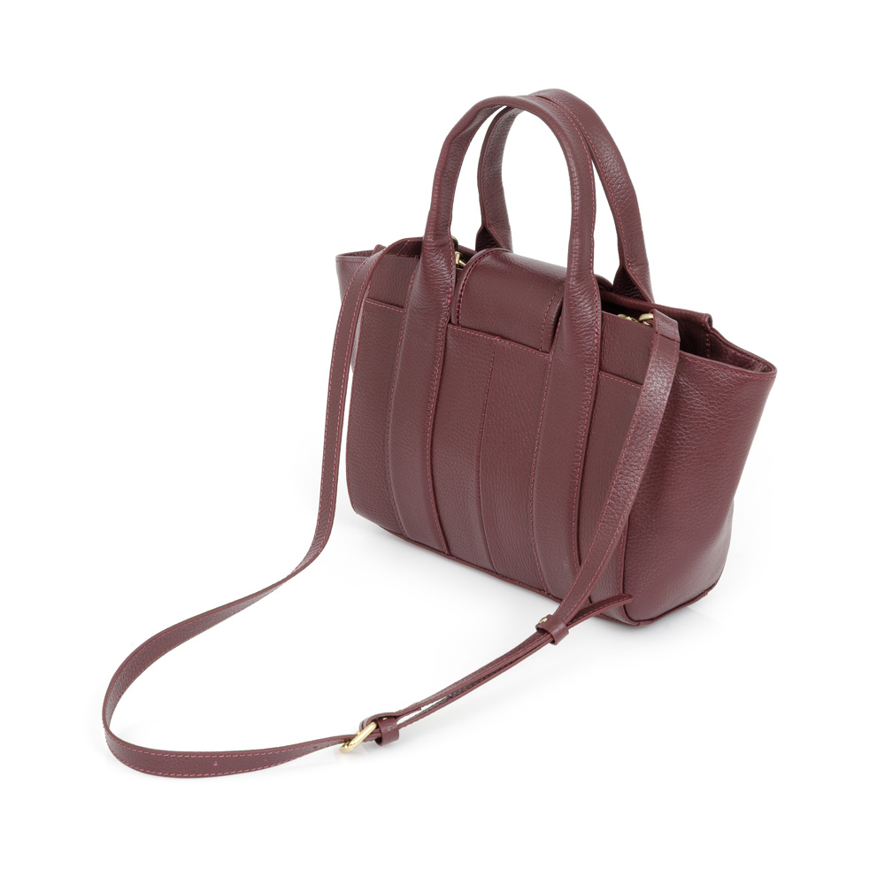 BOLSA TOTE BORGONHA DE COURO image number 2