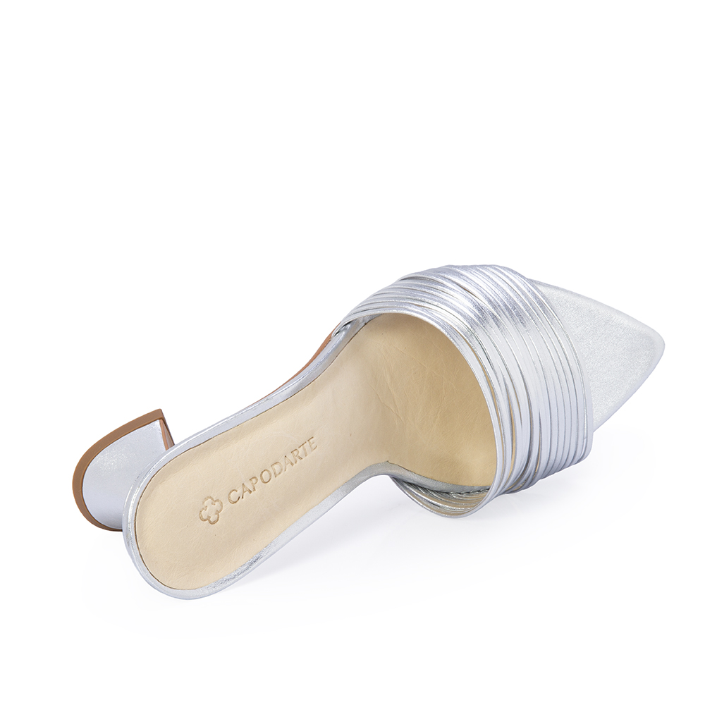 MULE PRATA DE COURO SALTO M&Eacute;DIO image number 4