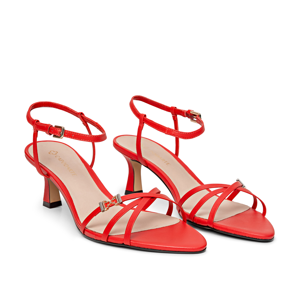 SAND&Aacute;LIA SALTO M&Eacute;DIO VERMELHA RUBI DE COURO image number 1