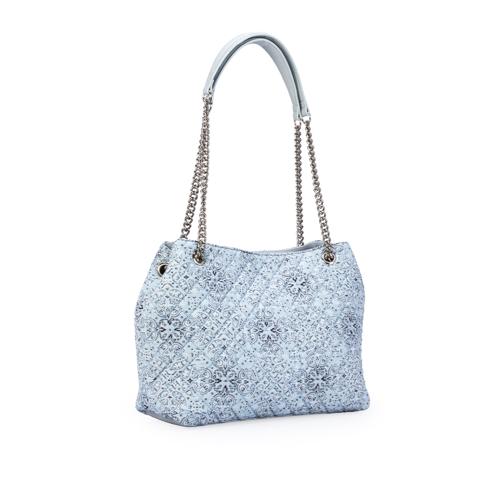 BOLSA M&Eacute;DIA CARINA AZUL TURMALINA MATELASS&Ecirc; PAISLEY image number 1