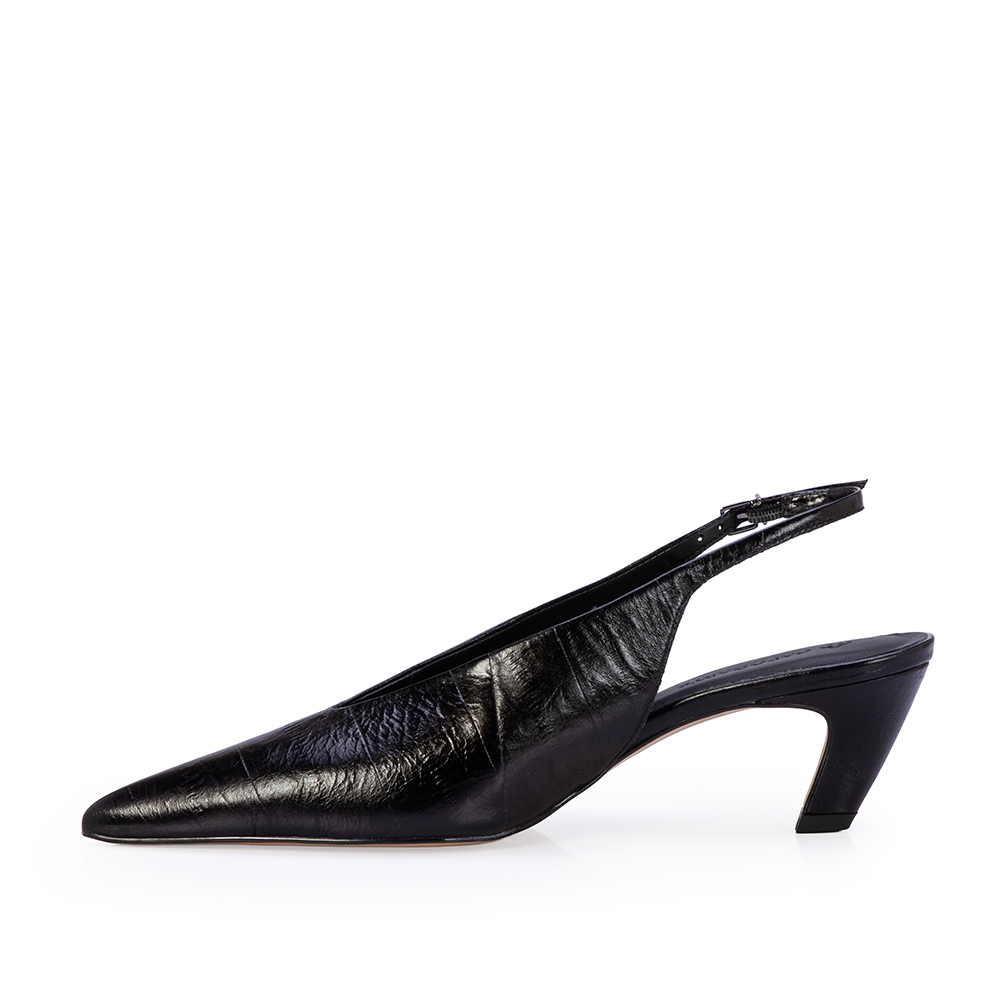 SCARPIN SLINGBACK PRETO SALTO BAIXO COURO image number 2