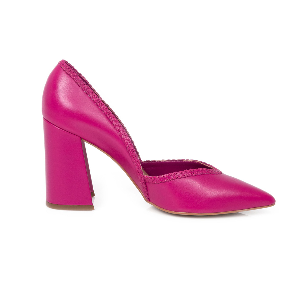 SCARPIN SALTO BLOCO ROSA JASMIN COURO TRANÇADA image number 0