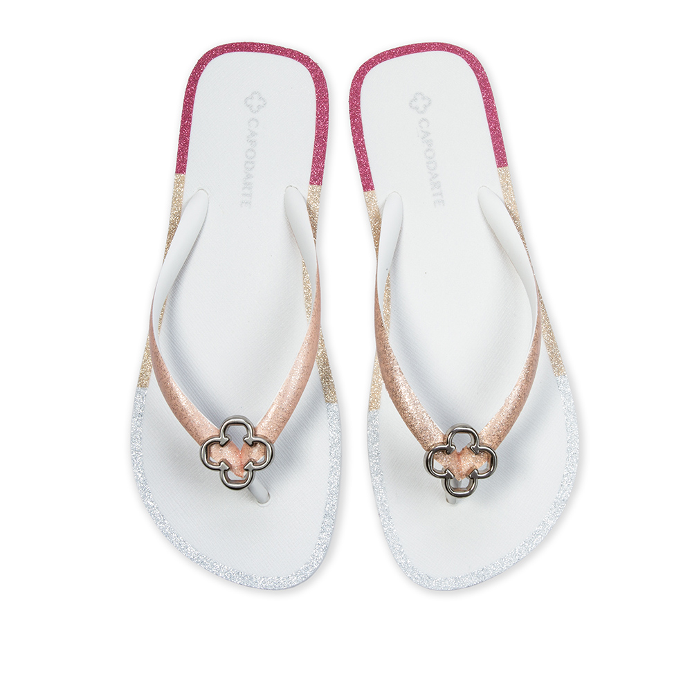 CHINELO DE DEDO BRANCO E ROSA PE&Ocirc;NIA GLITTER image number 4