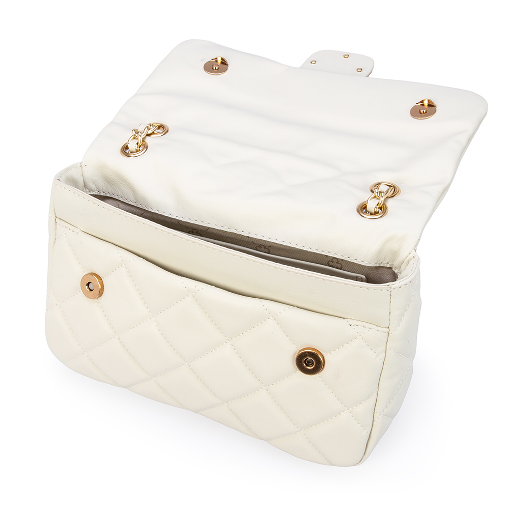 BOLSA BRANCA DUNA DE COURO MATELASS&Ecirc; AL&Ccedil;A CORRENTE image number 4