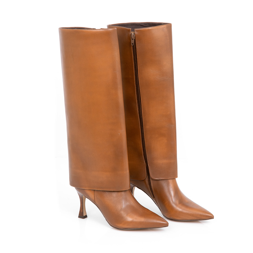 BOTA CARAMELO CANO LONGO DE COURO image number 1