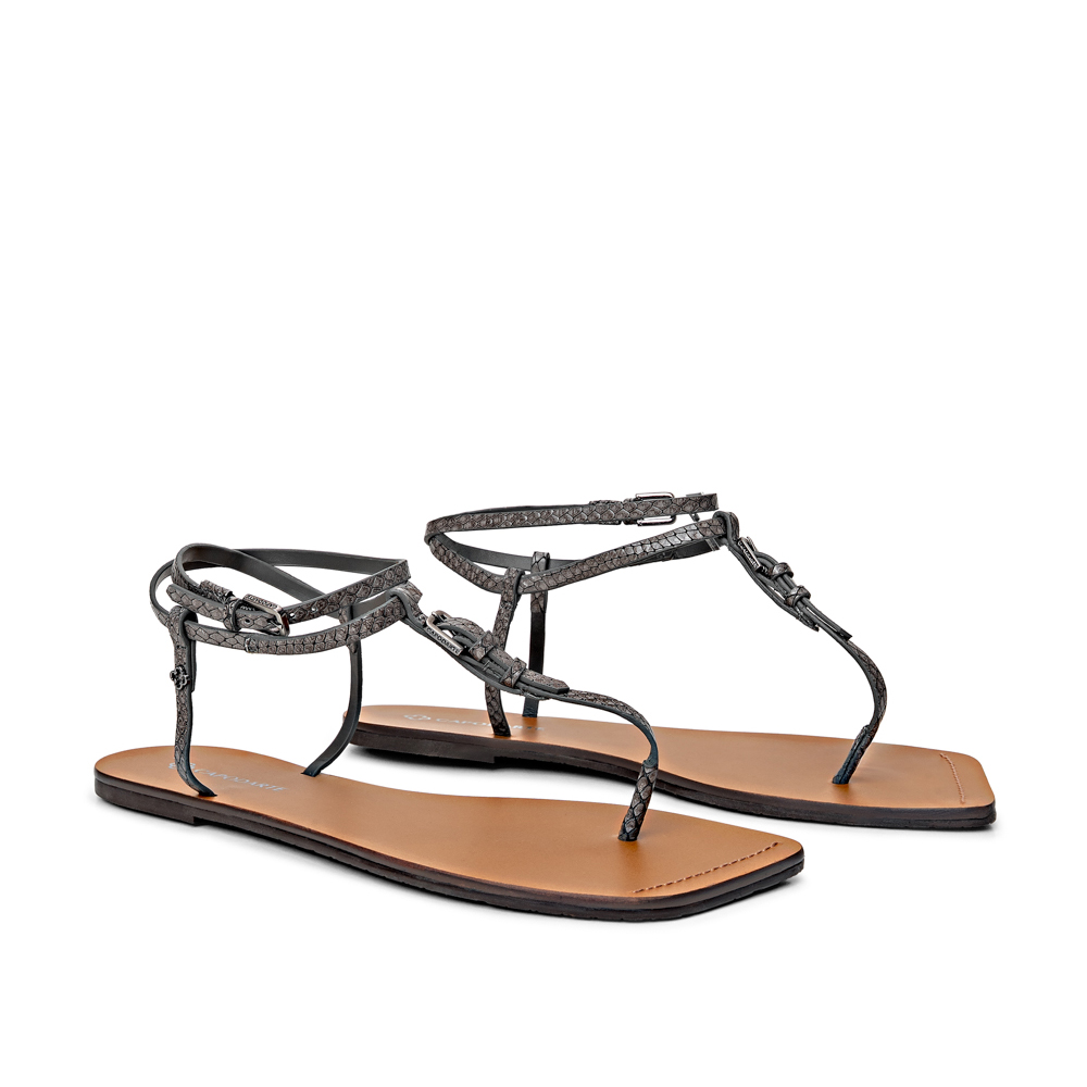 SAND&Aacute;LIA RASTEIRA BICO QUADRADO CINZA PETRA DE COURO image number 1