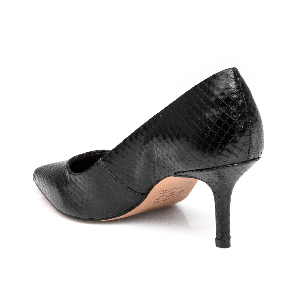 SCARPIN PRETO SALTO FINO DE COURO PITONE image number 2