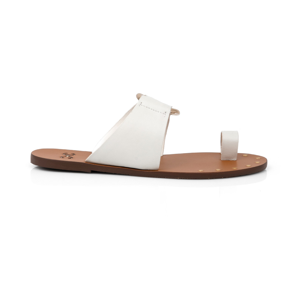 CHINELO RASTEIRO BRANCO DE COURO ARGOLA image number 1