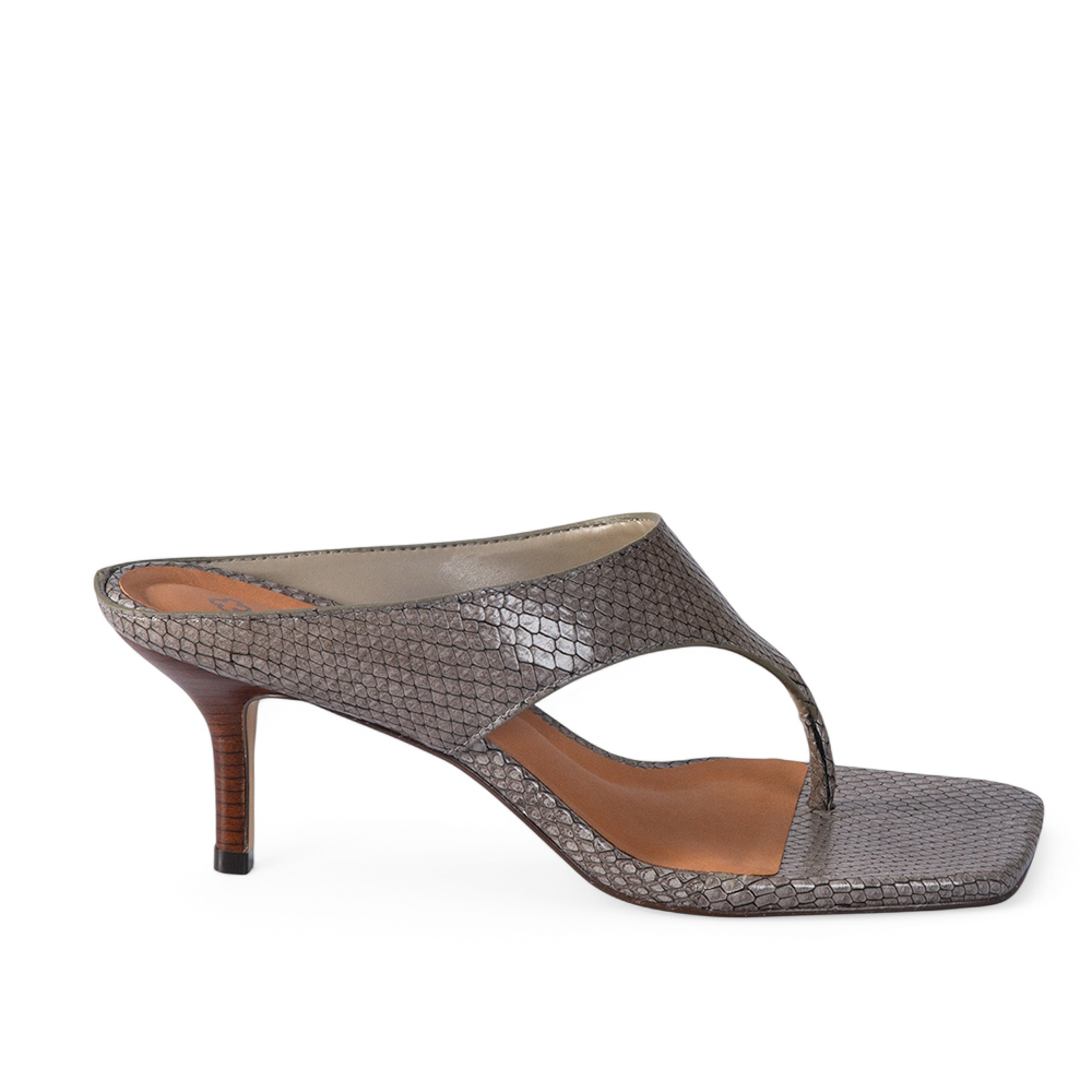 MULE BICO QUADRADO DE COURO CINZA PETRA SERPENTE image number 0