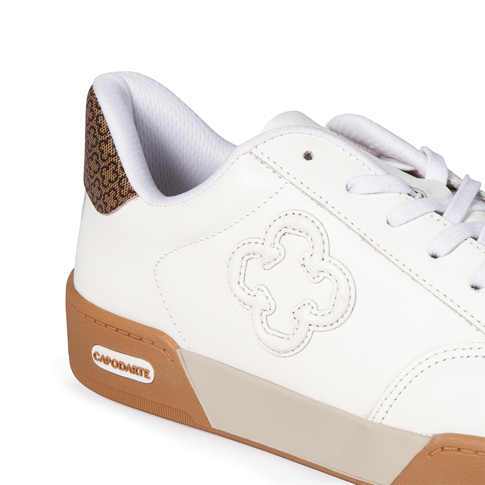 TÊNIS FEMININO BRANCO DE COURO MONOGRAMA AMARRAÇÃO image number 3