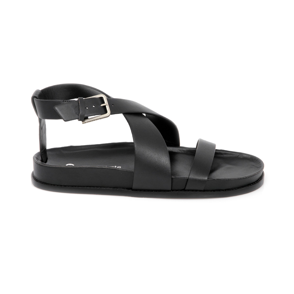 PAPETE PRETA DE COURO TIRAS LARGAS image number 0