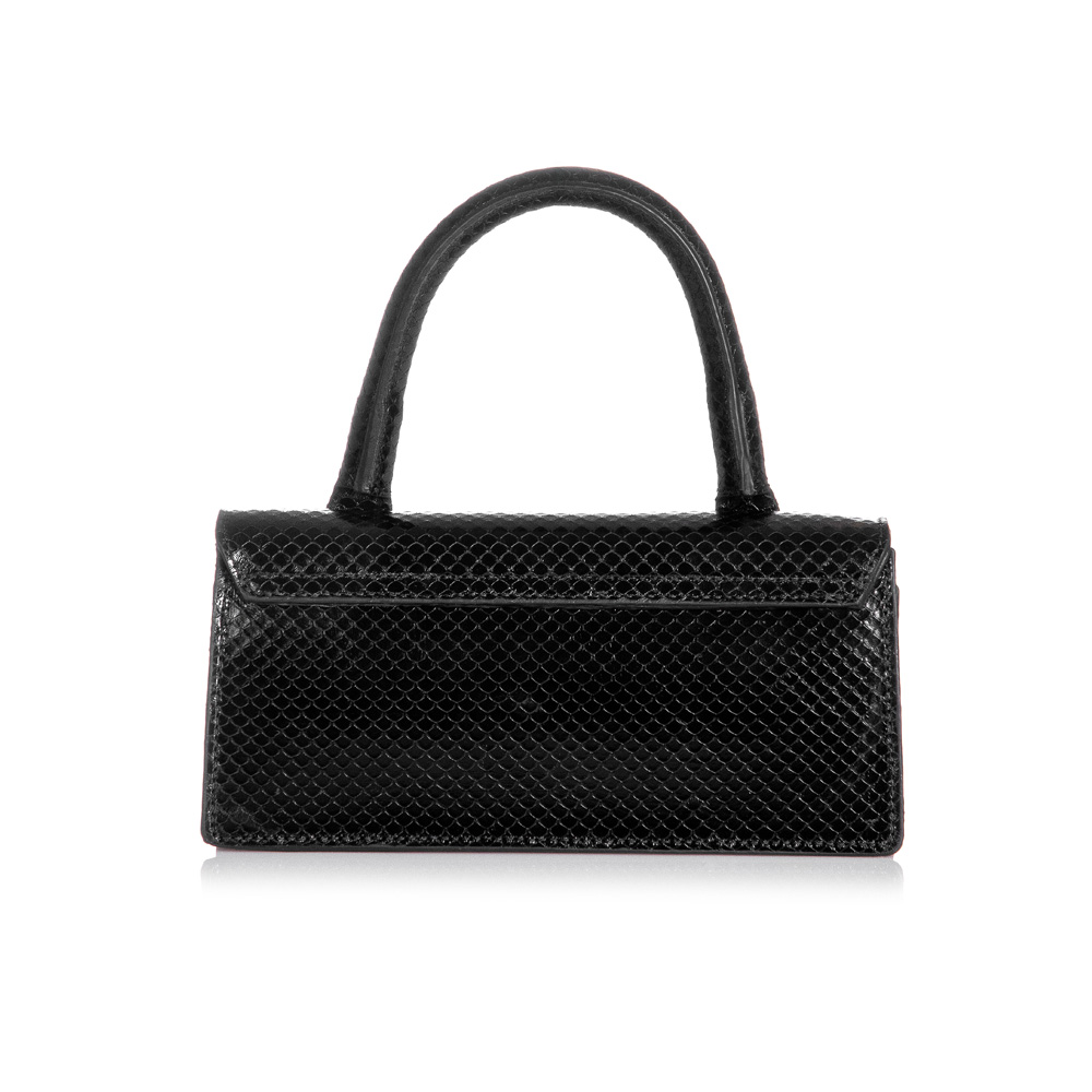 BOLSA PEQUENA PRETA COURO PITONE image number 3