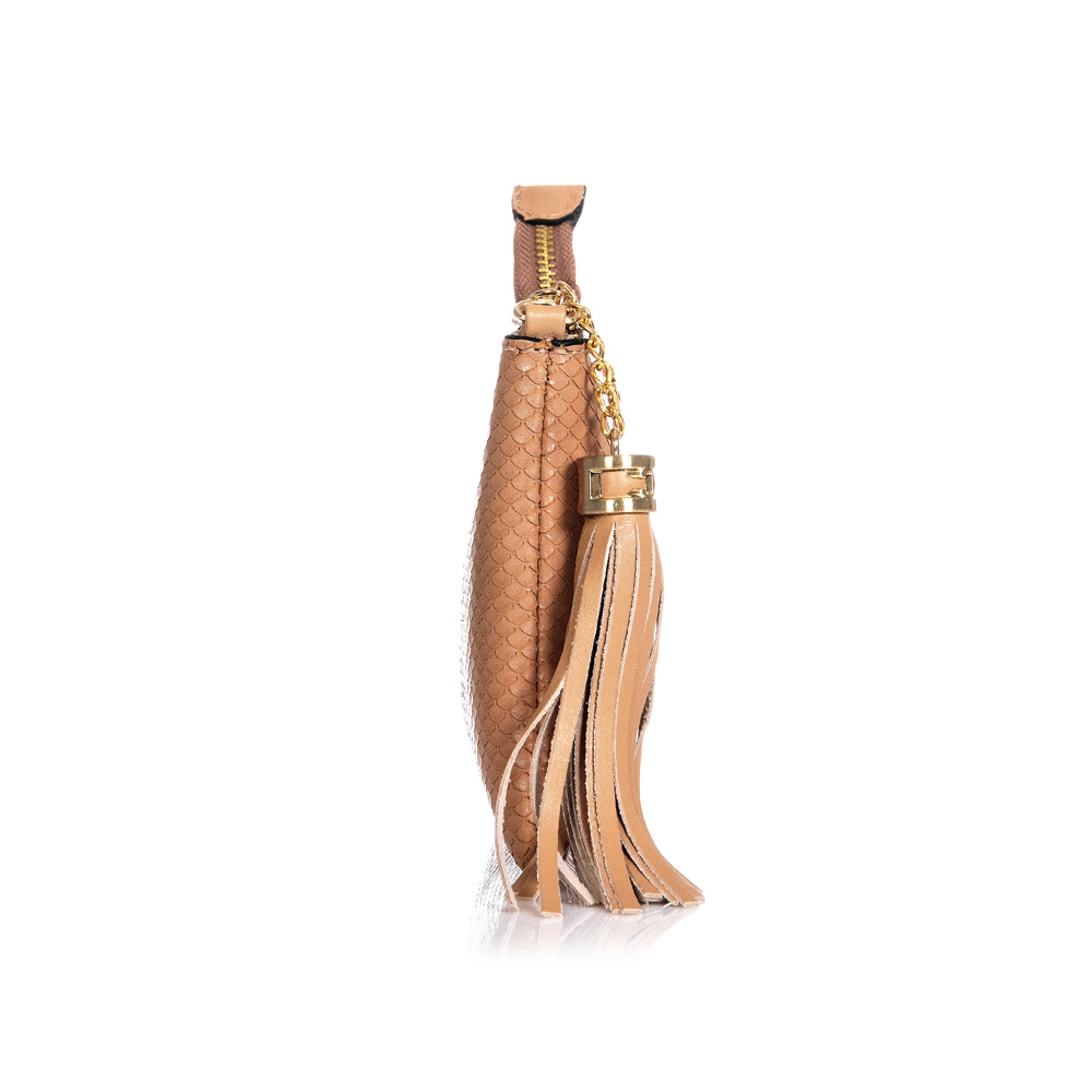 BOLSA TRANSVERSAL COURO BEGE PITONE VIRA CLUTCH image number 2