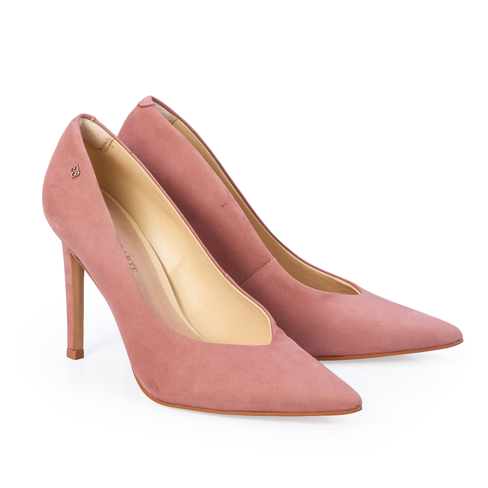 SCARPIN SALTO ALTO ROSA MALVA DE COURO NOBUCK image number 1