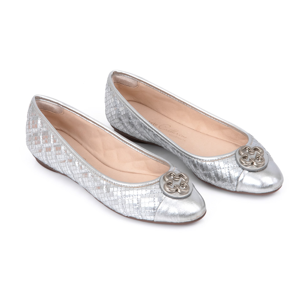 SAPATILHA CATHERINE MODERNIT&Aacute; PRATEADA COURO PITONE MATELASS&Ecirc; image number 1