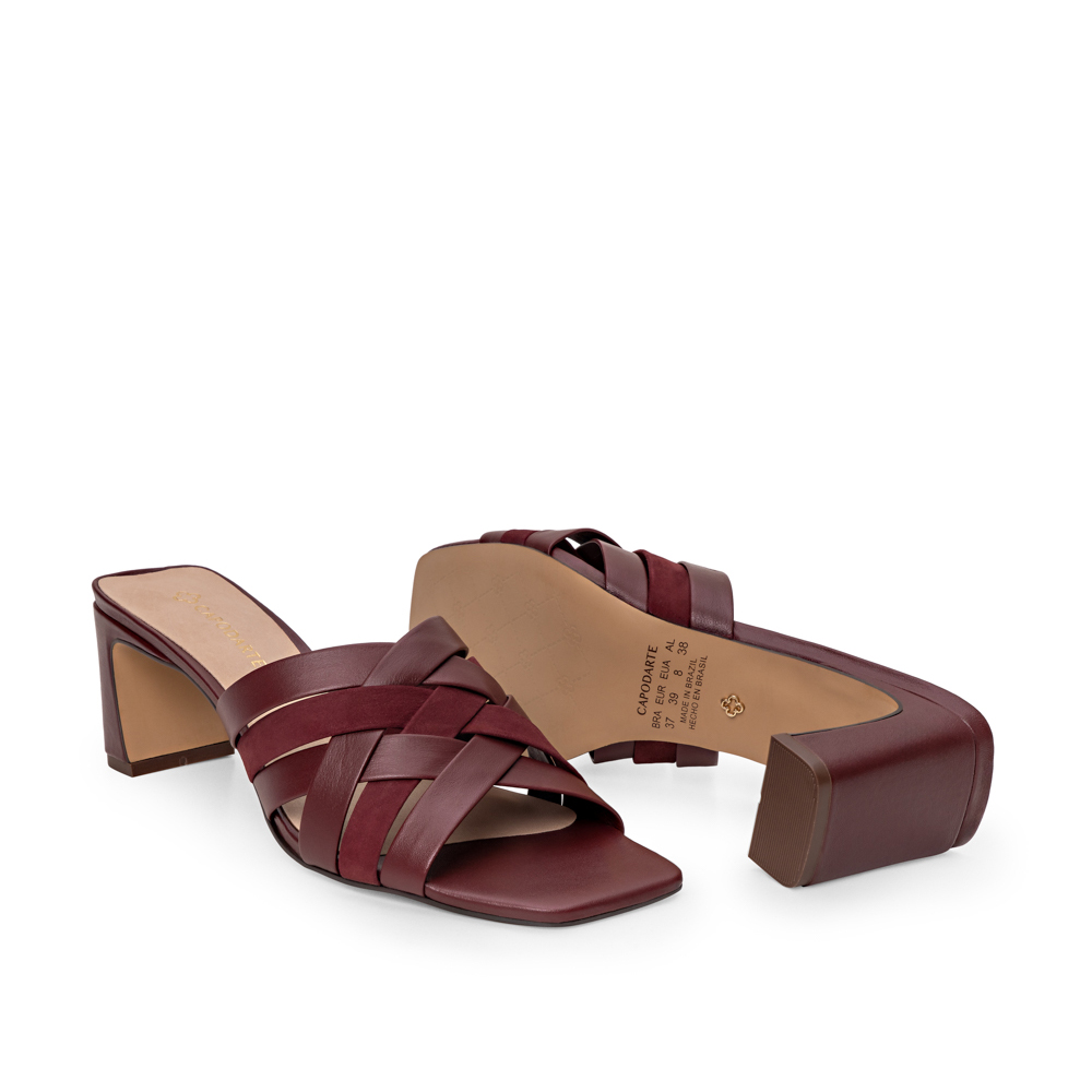 MULE BORD&Ocirc; COURO NOBUCK TRAMADA image number 3