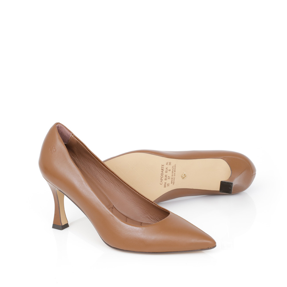 SCARPIN MARROM SALTO ALTO DE COURO image number 3