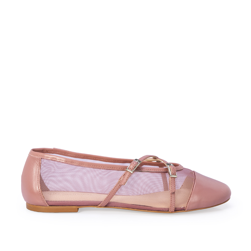 SAPATILHA ROSA MALVA DE COURO COM TELA image number 0