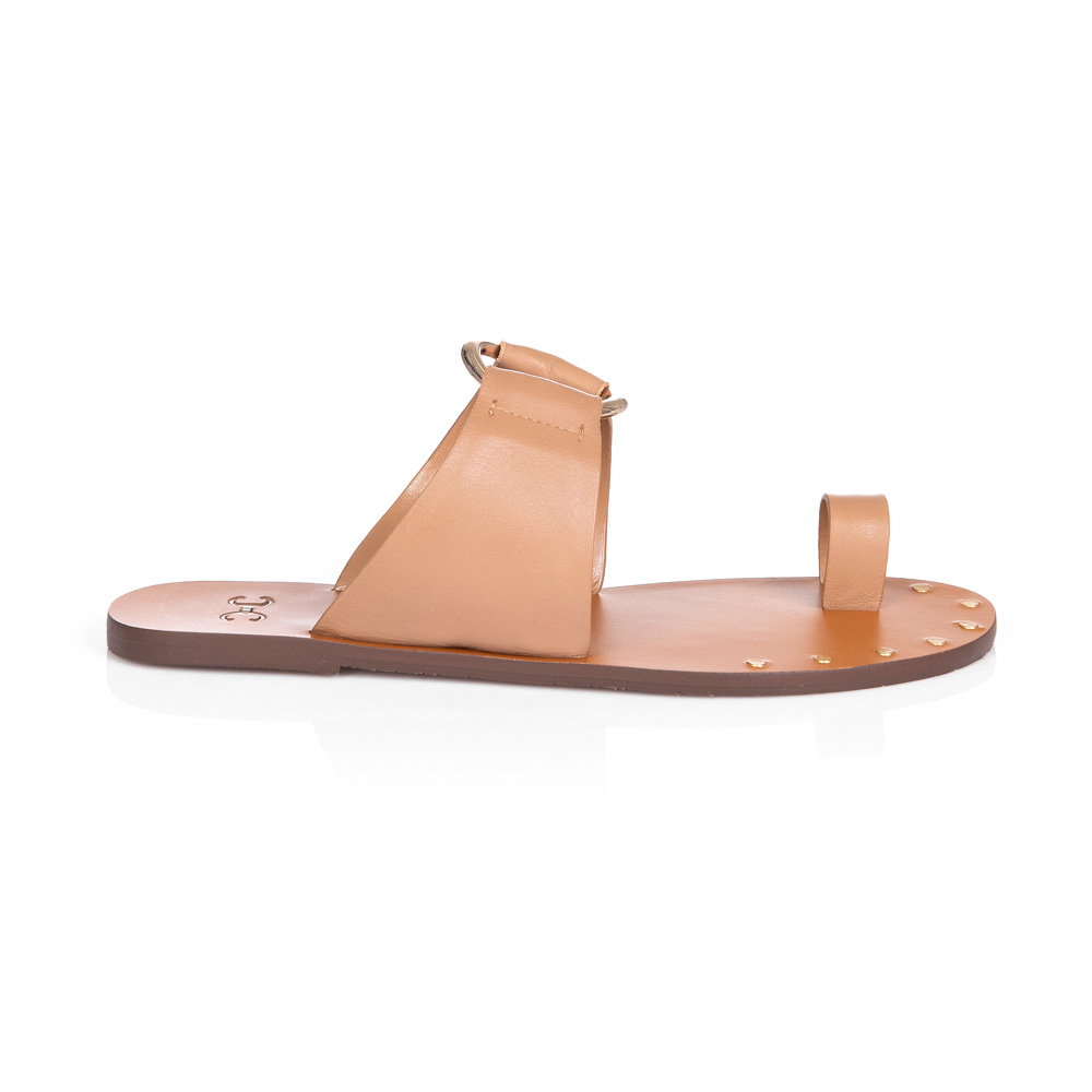 CHINELO RASTEIRO BEGE DE COURO ARGOLA image number 0