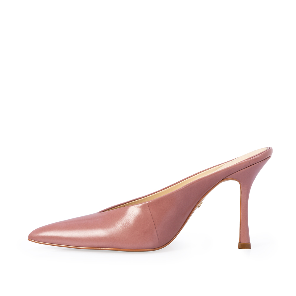 MULE SALTO ALTO ROSA MALVA DE COURO image number 2