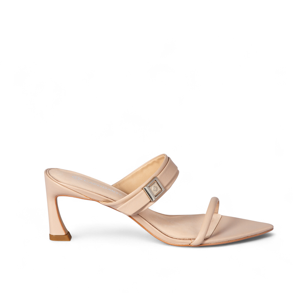 MULE SALTO ALTO NUDE SEDA DE COURO image number 0