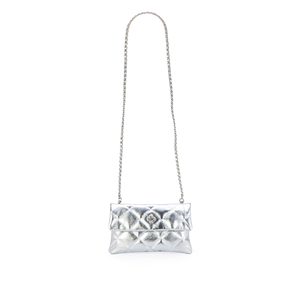 BOLSA PEQUENA PRATA METALIZADA DE COURO MATELASS&Ecirc; SHOULDER BAG image number 1