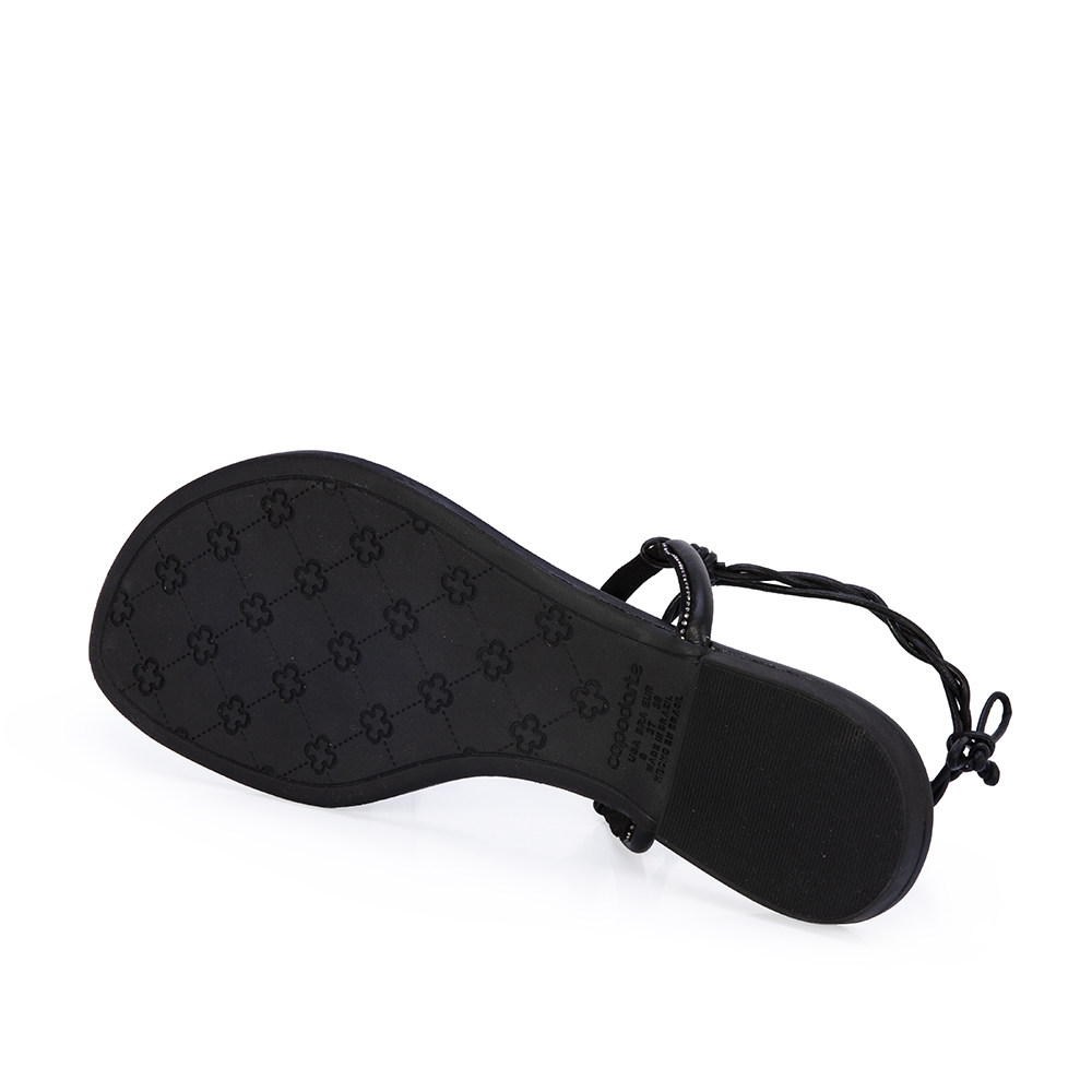 SANDÁLIA RASTEIRA PRETA DE COURO AMARRAÇÃO image number 3