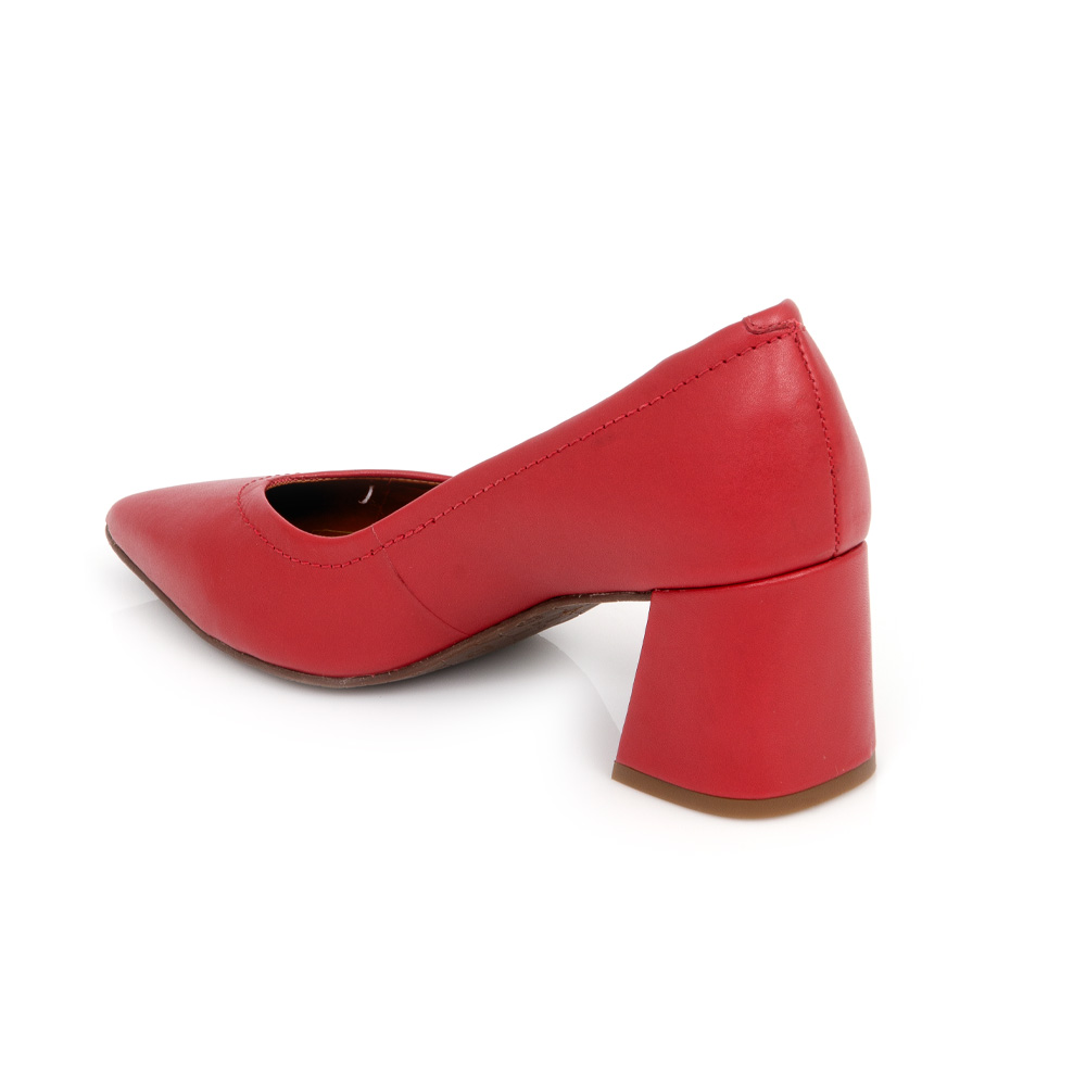 SCARPIN SALTO M&Eacute;DIO COURO VERMELHO MERLOT image number 2