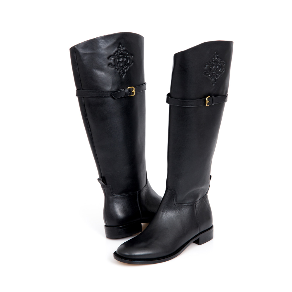 BOTA CANO ALTO PRETA DE COURO image number 4